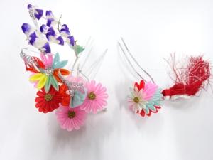 アンティーク　つまみ細工　びらびら髪飾りセット